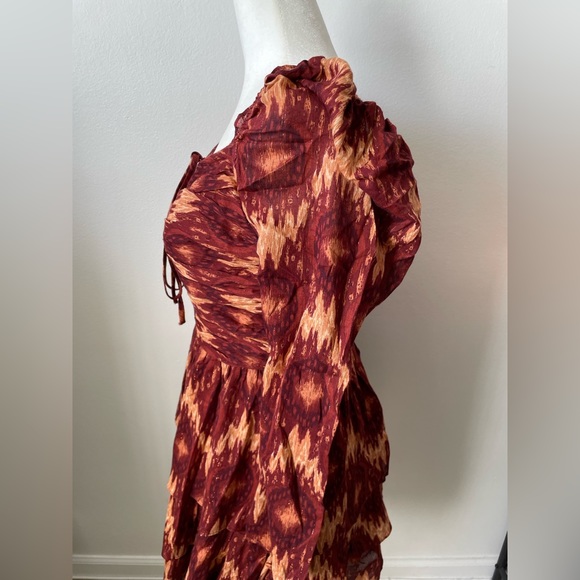 NWT House Of Harlow 1960 X Revolve Tiered Long Sleeve Metallic Mini Dress S, M - Picture 6 of 8